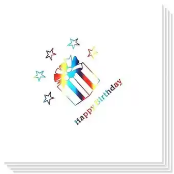 Tesco Birthday Present multi Coloured Foil Print 3 Ply Napkins - 13 Inches / 33cm - Pack of 15 offer