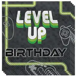 Tesco Level Up Gaming Birthday Luncheon Napkins 33cm 2Ply - Pack of 16 offer