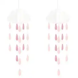 Tesco Pink Baby Shower Clouds With Droplets Hanging Decoration 80cm - Pack of 2 offer