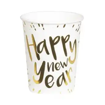 Tesco Happy New Year Gold Foiled Paper Cups 250ml - Pack of 6 offer