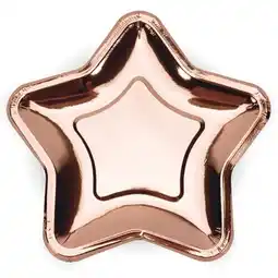 Tesco Rose Gold Star Shape Foil Paper Plates 18cm - Pack of 6 offer