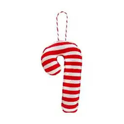 Tesco Christmas Red & White Candy Cane Fabric Hanging Tree Decoration 12cm offer