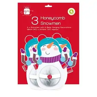 Tesco Snowman Christmas Honeycomb Paper Hanging Decorations 38cm - Pack of 3 offer