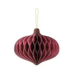 Tesco Burgundy Oval Honeycomb Hanging Paper Bauble Decoration 18cm offer