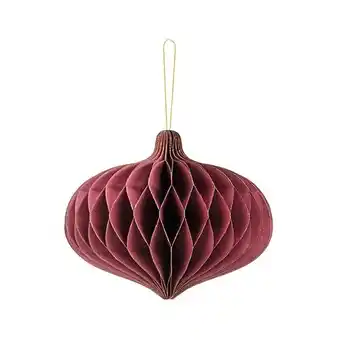 Tesco Burgundy Oval Honeycomb Hanging Paper Bauble Decoration 18cm offer