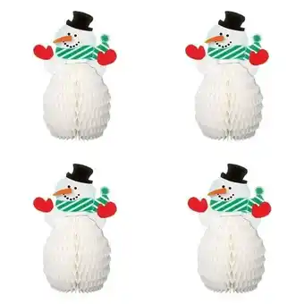 Tesco Snowman Honeycomb Christmas Table Centrepiece Decorations 15cm - Pack of 4 offer