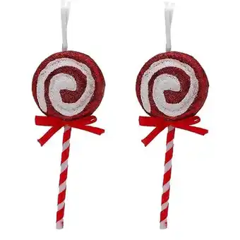 Tesco Christmas Red & White Glitter Lollipop Hanging Tree Decorations - Pack of 2 offer