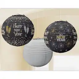 Tesco Happy New Year Paper Lanterns Hanging Decorations 24cm - Pack of 3 offer