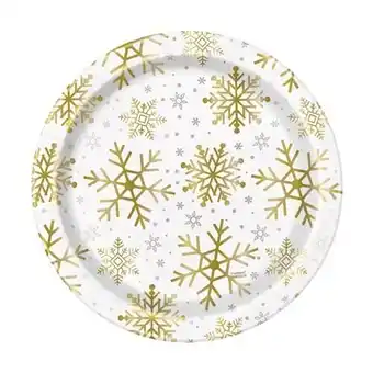 Tesco Silver & Gold Snowflakes Christmas Round Paper Plates 22cm - Pack of 8 offer