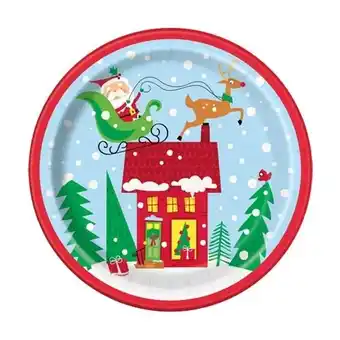 Tesco Colourful Santa Claus Christmas Round Paper Plates 22cm - Pack of 8 offer