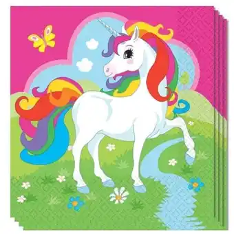 Tesco Unicorn Luncheon Napkins 2 Ply 33cm Pack Of 20 offer