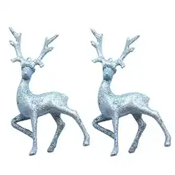 Tesco Silver Glitter Christmas Reindeer Hanging Decoration 21.5cm - Pack of 2 offer