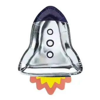 Tesco Space Party Rocket Shape Foil Paper Plates 30cm - Pack of 6 offer