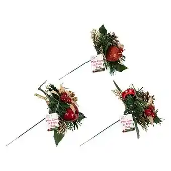 Tesco Assorted Christmas Pine Cone & Fruit Pick Decoration 18cm offer