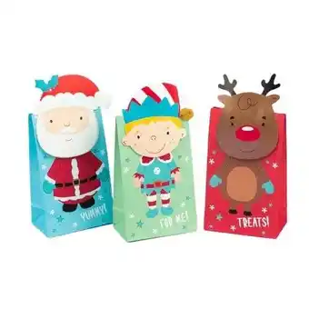 Tesco Assorted Christmas 3D Characters Paper Treat Bags - Pack of 6 offer