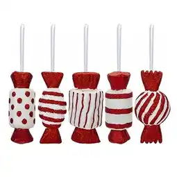 Tesco Assorted Red & White Glitter Candy Cane Sweet Christmas Tree Hanging Decoration 14cm offer