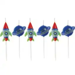 Tesco Outer Space Pick Birthday Candles - Pack of 6 offer