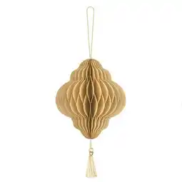 Tesco Beige Honeycomb Lantern with Tassel Hanging Paper Bauble Decoration 15cm offer