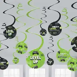 Tesco Level Up Gaming Hanging Swirl Decorations - Pack of 12 offer