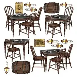 Tesco Wild West Saloon Tables Backdrop Scene Setter Add-Ons - Pack of 15 offer