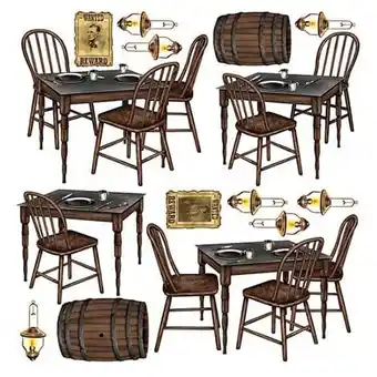 Tesco Wild West Saloon Tables Backdrop Scene Setter Add-Ons - Pack of 15 offer