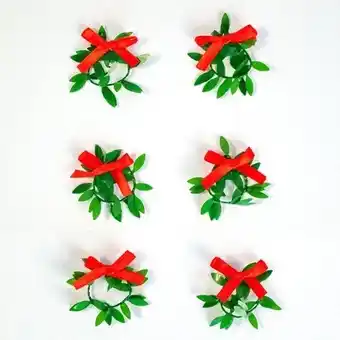 Tesco Mini Christmas Wreath Decorations 4cm - Pack of 6 offer