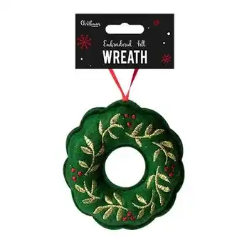 Tesco Embroidered Christmas Wreath Felt Hanging Tree Decoration 10cm offer