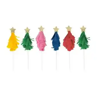 Tesco Vibrant Christmas Tree Shaped Cake Topper Decorations - Pack of 6 offer