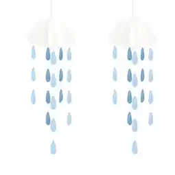 Tesco Blue Baby Shower Clouds With Droplets Hanging Decoration 80cm - Pack of 2 offer