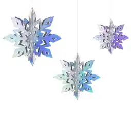 Tesco Iridescent 3D Snowflakes Christmas Hanging Decorations - Pack of 6 offer