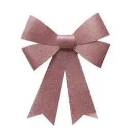 Tesco Rose Gold Large Woven Christmas Glitter Bow Decoration 44cm offer