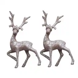 Tesco Rose Gold Glitter Christmas Reindeer Hanging Decoration 21.5cm - Pack of 2 offer