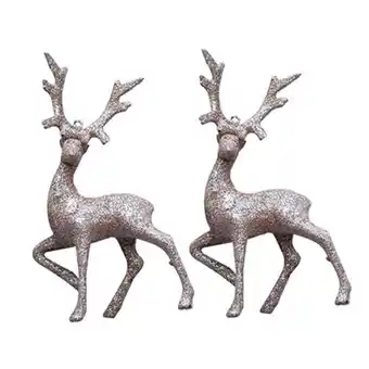 Tesco Rose Gold Glitter Christmas Reindeer Hanging Decoration 21.5cm - Pack of 2 offer