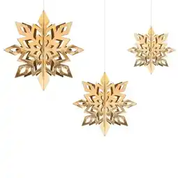 Tesco Gold 3D Snowflakes Christmas Hanging Decorations - Pack of 6 offer