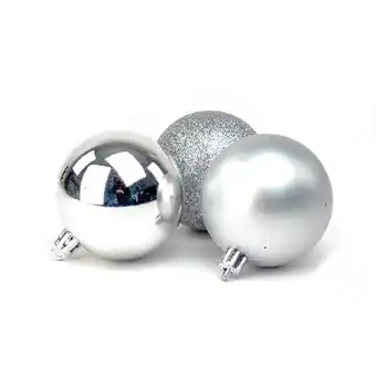 Tesco Silver Christmas Baubles Christmas Tree Decorations 6cm - Pack of 5 offer