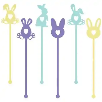 Tesco Assorted Easter Bunnies Acrylic Drinks Stirrers - Pack of 6 offer