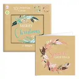 Tesco Assorted Kraft Christmas Cards with Envelopes - Pack of 10 offer