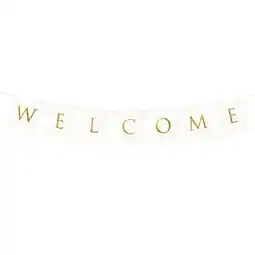 Tesco White & Gold Welcome Cardboard Letter Banner 250cm offer