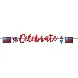 Tesco 4th of July Celebrate USA Glitter Cardboard Banner 3.65m offer