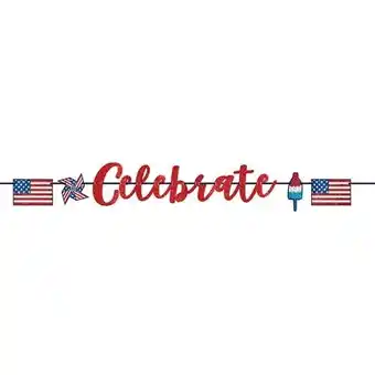 Tesco 4th of July Celebrate USA Glitter Cardboard Banner 3.65m offer