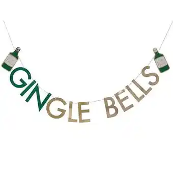 Tesco Glitter Foil Gingle Bells Christmas Gin Cardboard Letter Banner 2m offer