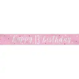 Tesco Pink Glitz Happy 13th Birthday Holographic Foil Banner 274cm offer