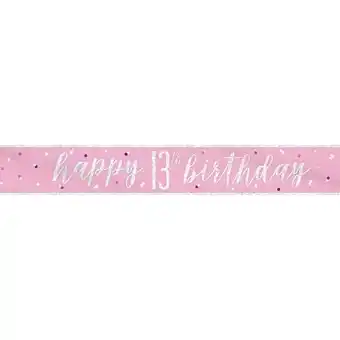 Tesco Pink Glitz Happy 13th Birthday Holographic Foil Banner 274cm offer