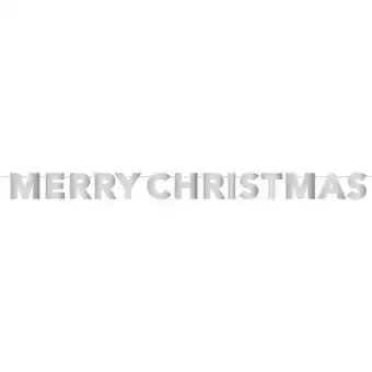 Tesco Silver Merry Christmas Foil Cardboard Letter Banner 280cm offer