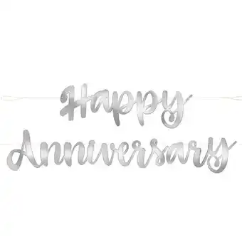 Tesco Silver Script Happy Anniversary Foil Cardboard Letter Banner 182cm offer