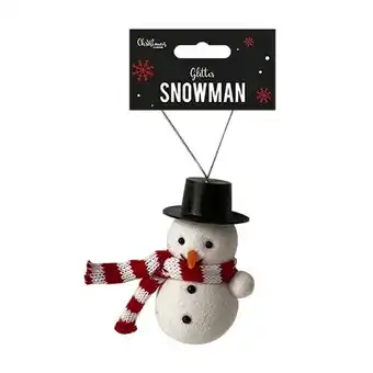 Tesco Christmas Glitter Snowman Hanging Tree Decoration 8cm offer