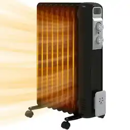 Tesco HOMCOM 2000W 9 Fin Oil Filled Heater Radiator for Home, Black offer