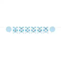 Tesco Blue Gingham First Birthday 1 Today Cardboard Pennant Banner 182cm offer