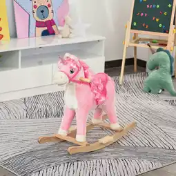 Tesco HOMCOM Kids Rocking Unicorn Ride-On Horse Moving Mouth Tail Sounds 36-72 Mnths offer