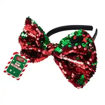 Tesco Reversible Sequin Bow Headband Christmas Fancy Dress offer